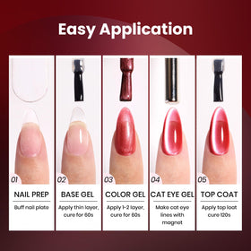 beetles Red Cat Eye Gel Nail Polish Set with application tools