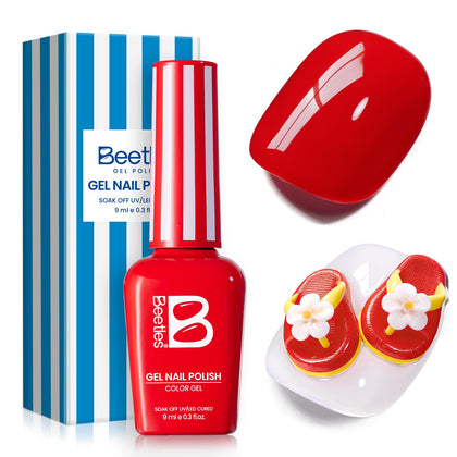 Beetles Red Gel Nail Polish Sunburn Red 8ML front view