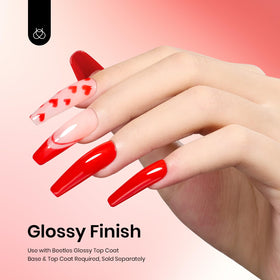 Beetles Red Gel Polish 15ml applied on nails