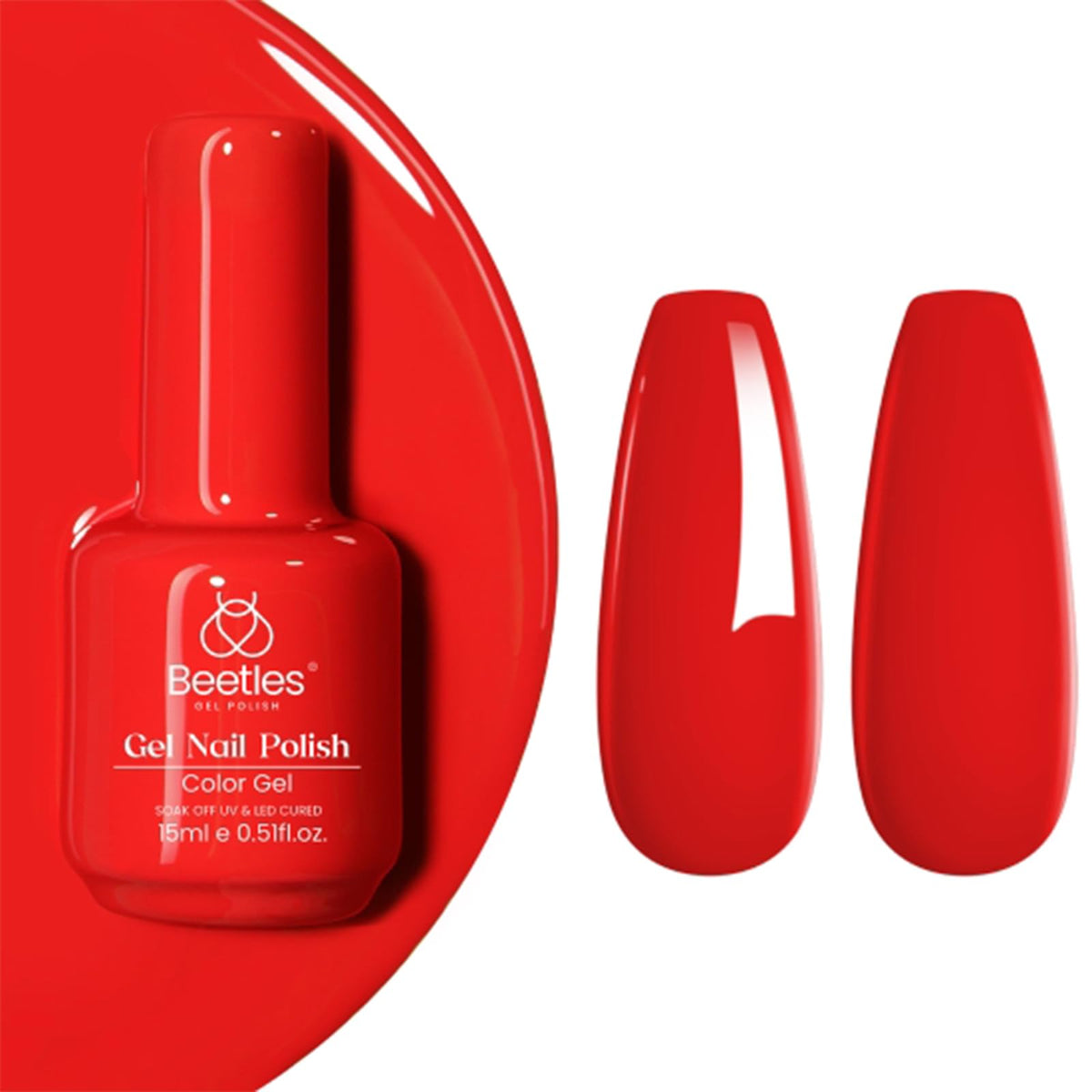 Beetles Red Gel Polish 15ml bottle front view