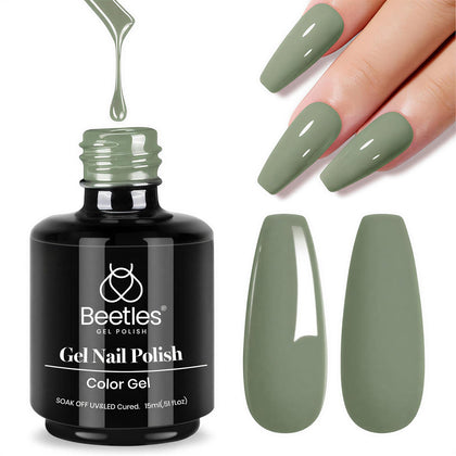 beetles Sage Green Gel Nail Polish 15ML front view