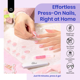 beetles Short Square French Tip Press On Nails brown on hands