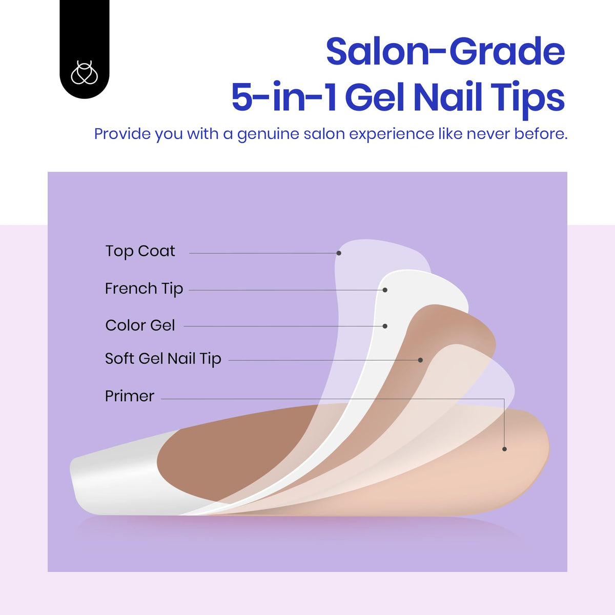 beetles Short Square French Tip Press On Nails brown with glass cuticle stick