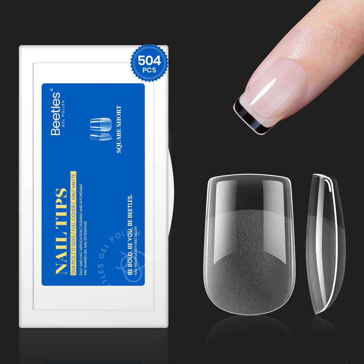 beetles Short Square Nail Tips 504Pcs front view