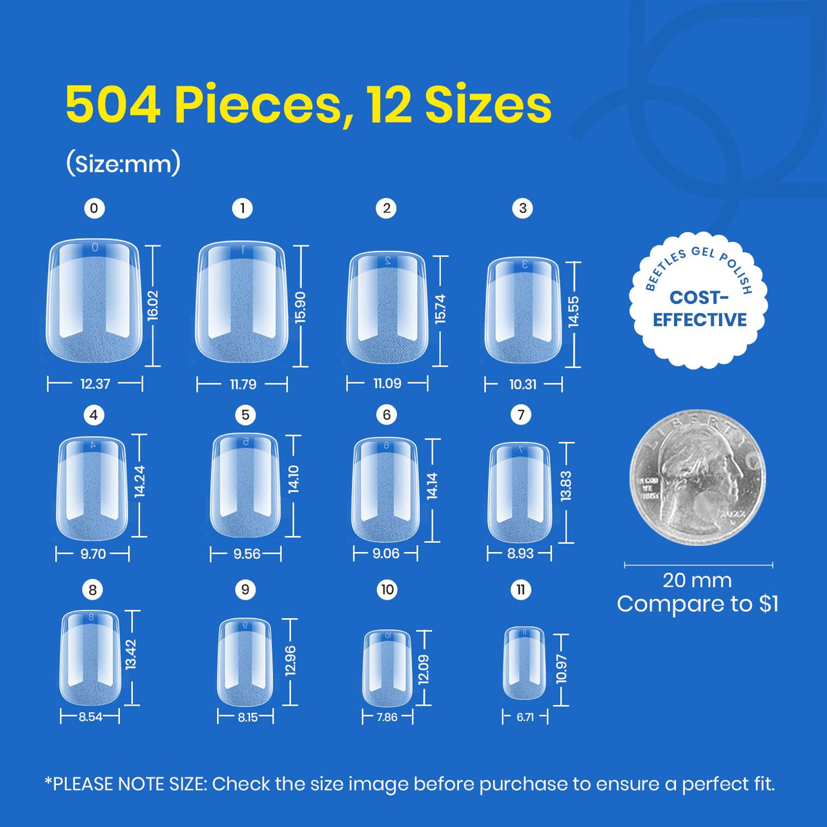 beetles Short Square Nail Tips in packaging