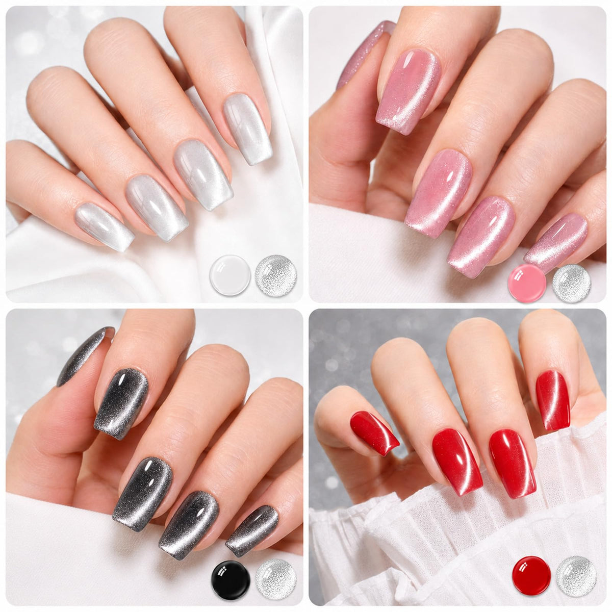 beetles Silver Cat Eye Gel Polish 15ML with UV lamp