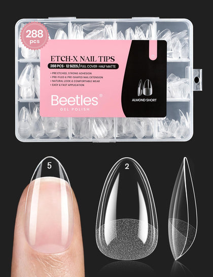 beetles Soft Gel Nail Tips Short Almond 288pcs front view