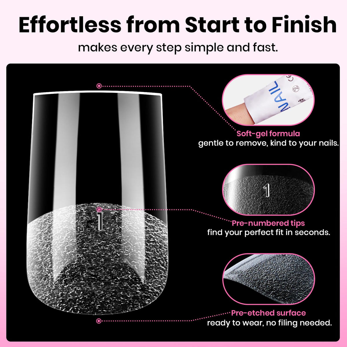 beetles Soft Gel Nail Tips Square Short tips in use