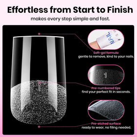 beetles Soft Gel Nail Tips Square Short tips in use