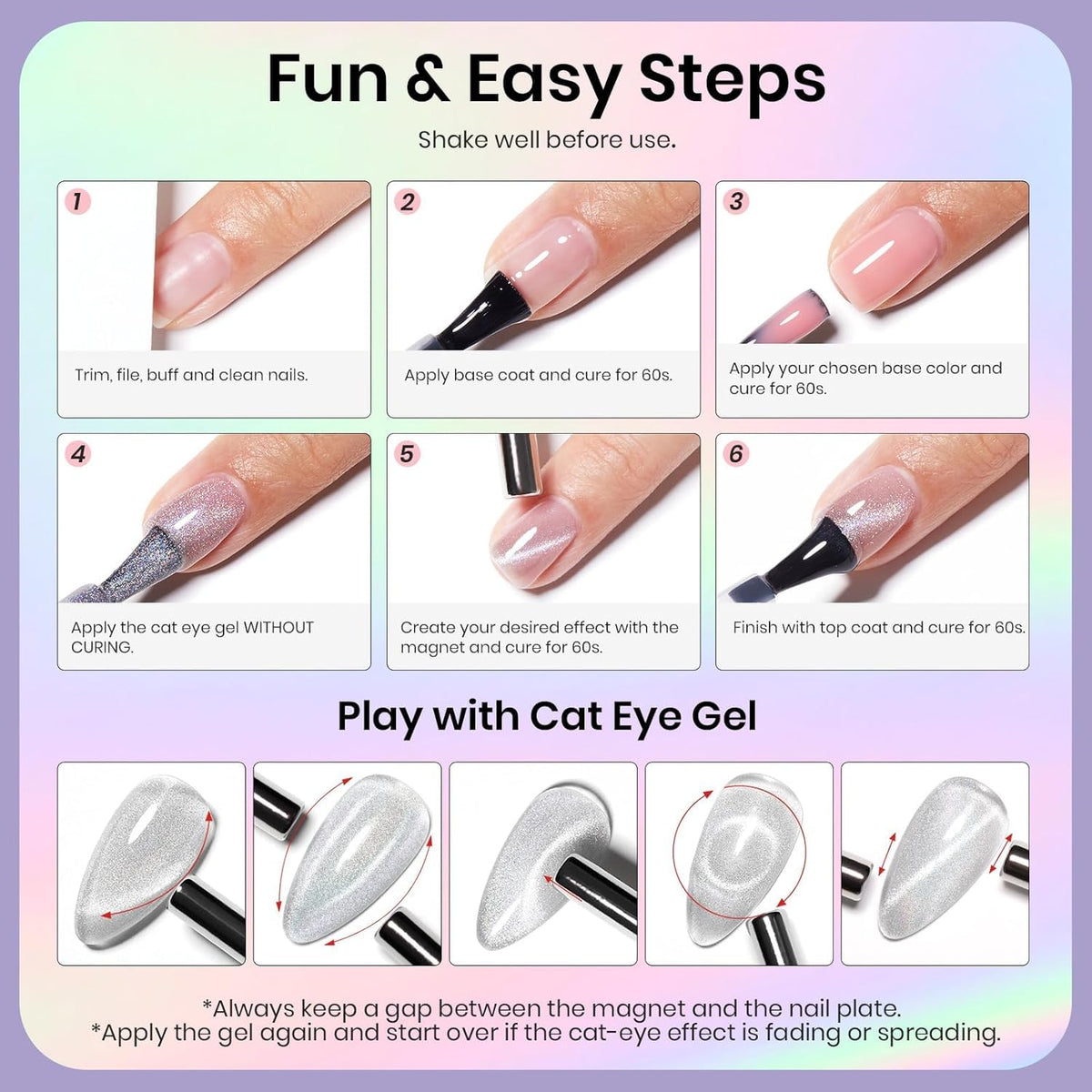beetles Star Cascade Silver Cat Eye Gel Nail Polish alongside nail care items