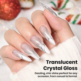 beetles Star Cascade Silver Cat Eye Gel Nail Polish swatch on nails