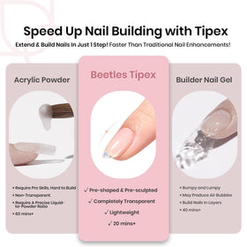 beetles Tipex Instant Apex Nail Tips displayed with gel glue