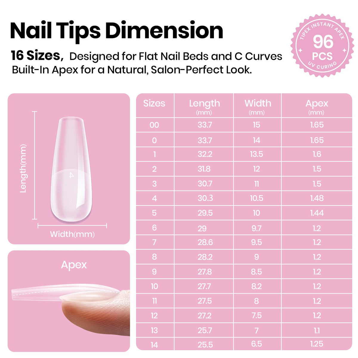 Beetles Tipex Lite Nail Tips showing a variety of shapes