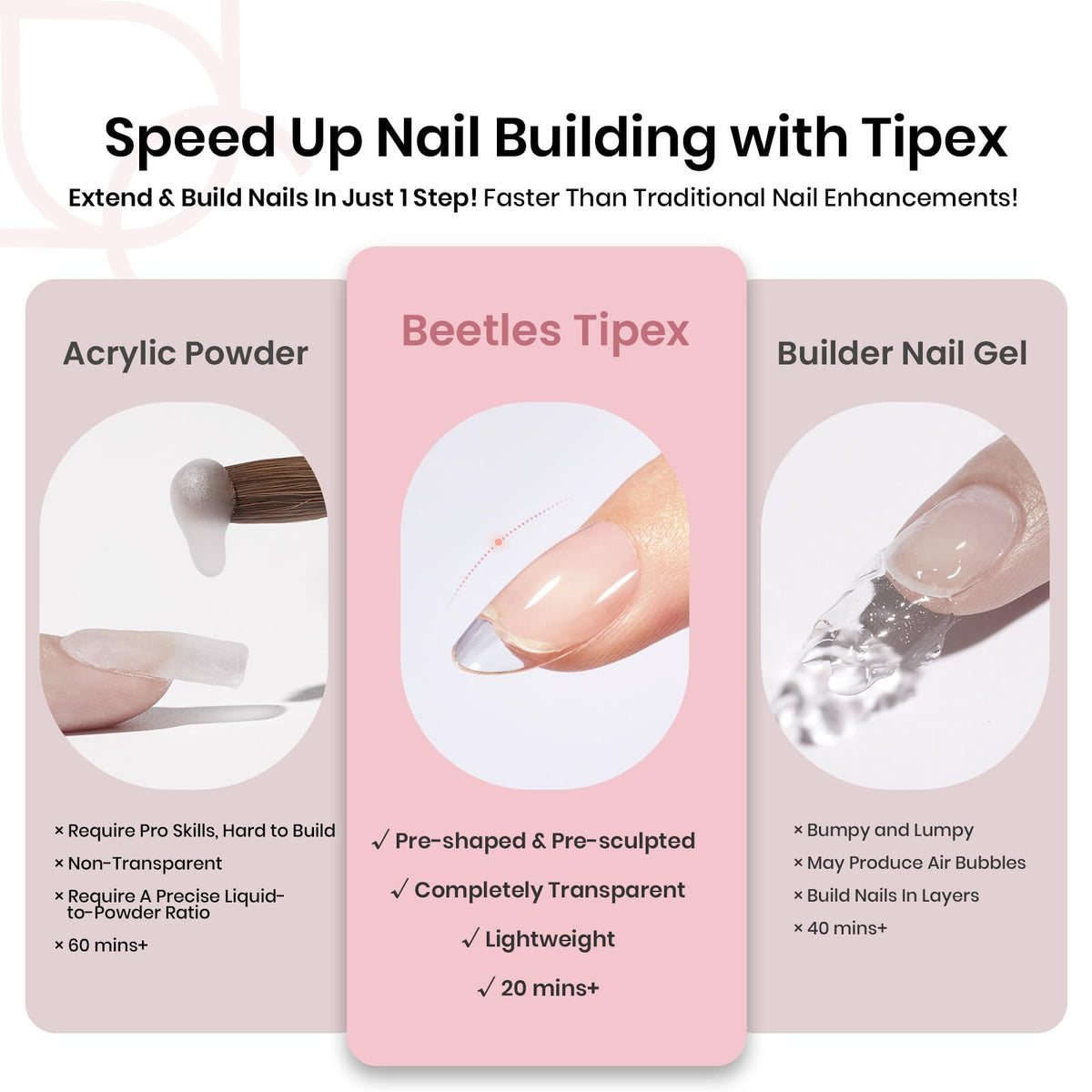 beetles Tipex nail tips applied on natural nails