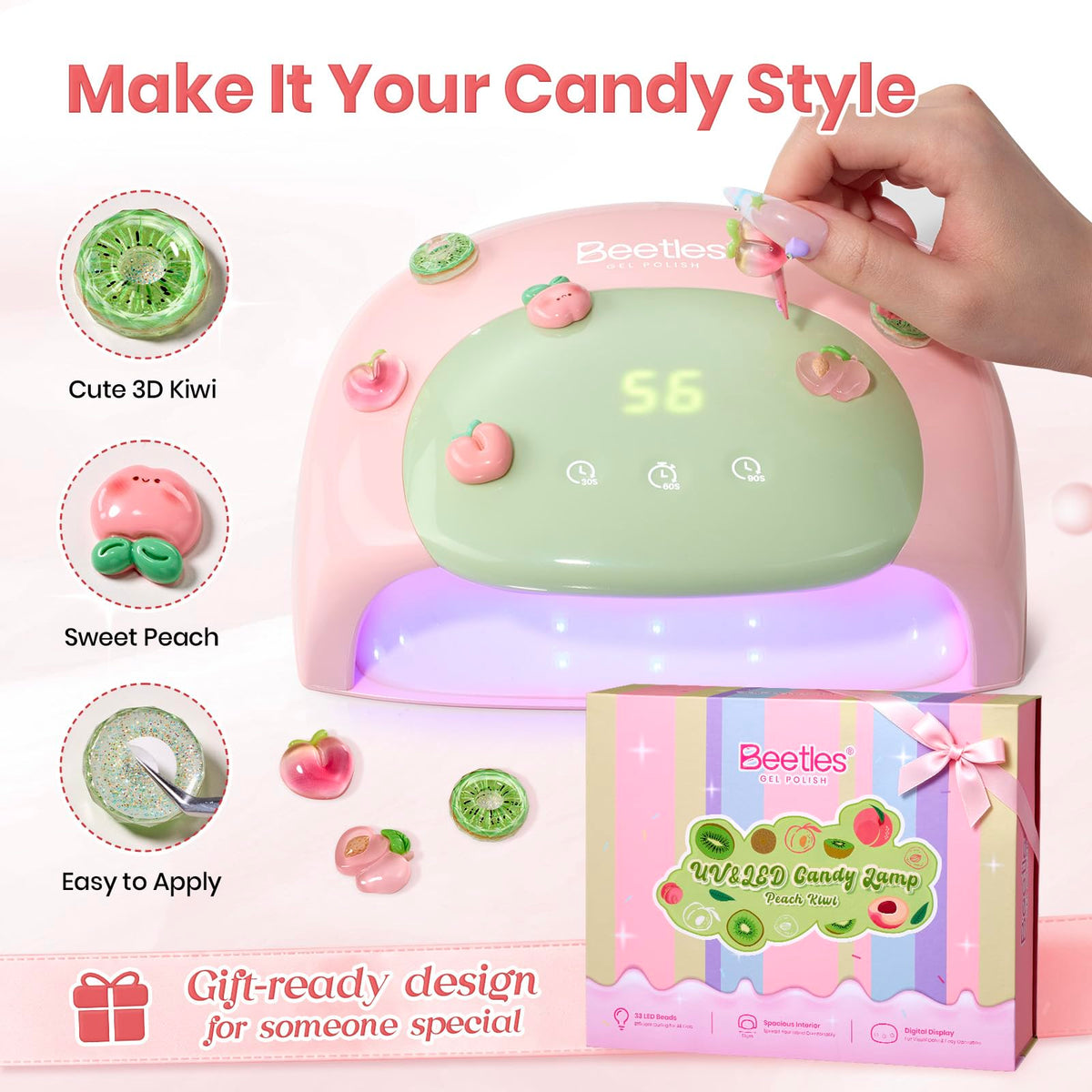 beetles UV Nail Lamp Candy Pink removable base