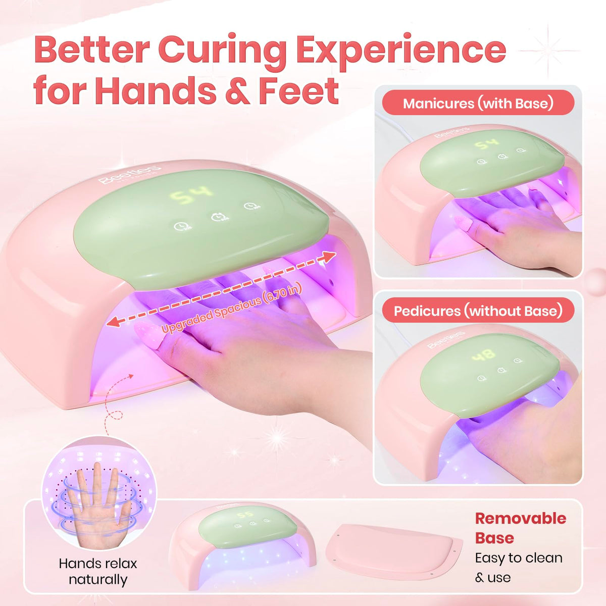 beetles UV Nail Lamp Candy Pink spacious chamber
