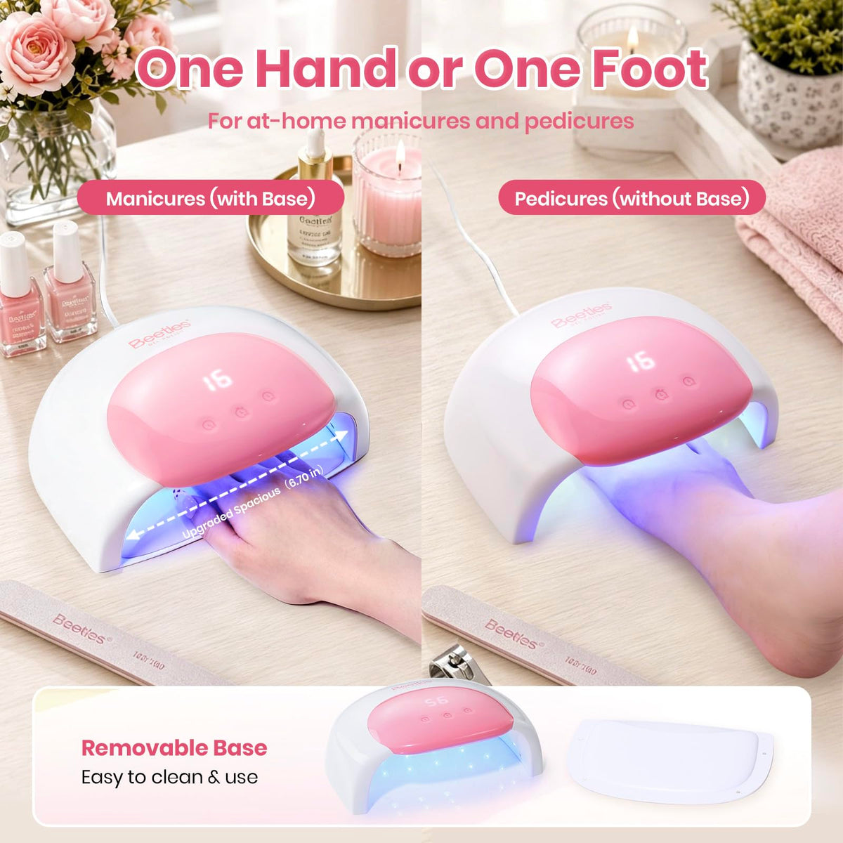 beetles UV Nail Lamp removable base for easy cleaning