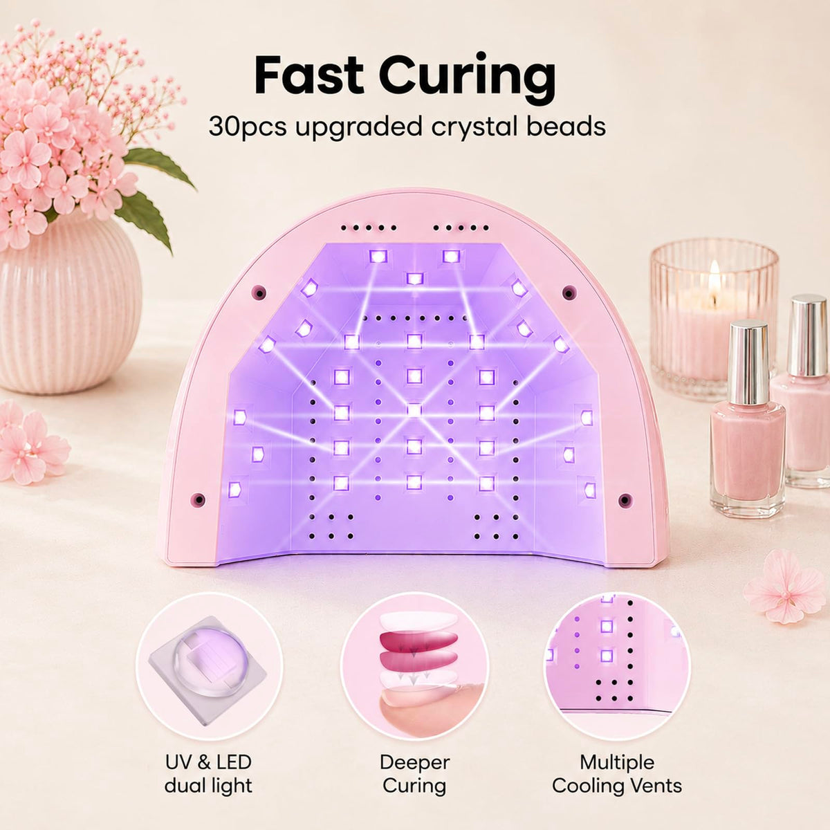 beetles UV Nail Lamp spacious design with foot inside