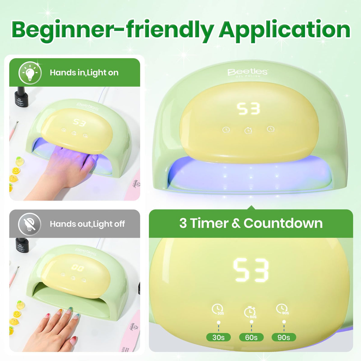 beetles UV Nail Lamp with removable base for easy cleaning