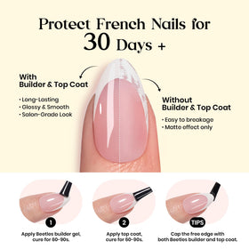 Beetles Yellow French Tips Press On Nails on a hand