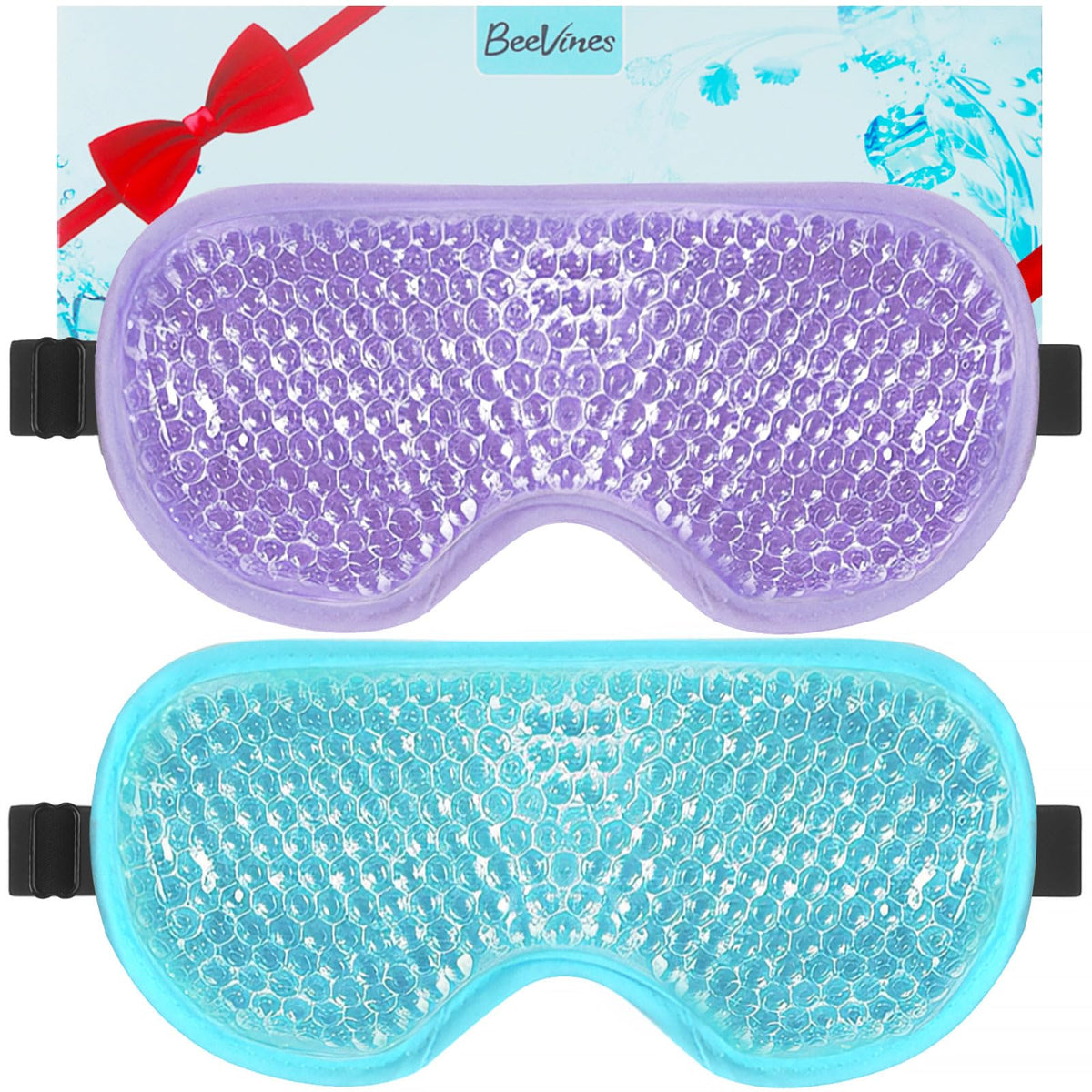 BeeVines Gel Eye Mask blue and purple front view