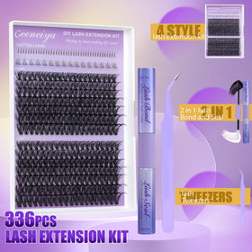 Before and after application of Geeneiya lash clusters