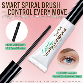 Before and after application of LASHVIEW lashes