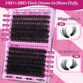 Before and after application of Yawamica lash clusters