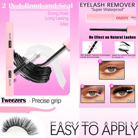 Before and after application of YIDUO lashes