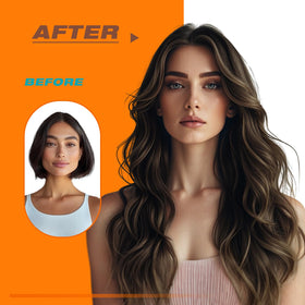 Before and after comparison of hair with Sunny Hair Tape in Extensions
