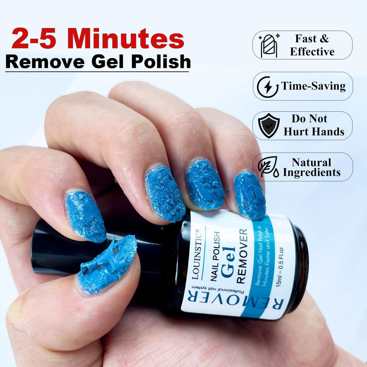 Before and after comparison of nail polish removal with LOUINSTIC