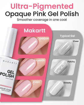 Before and after comparison of nails with Makartt Pink Gel