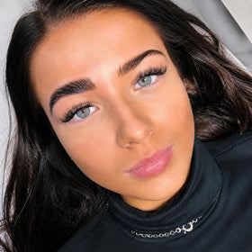 Before and after example of brow lamination results