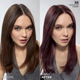 Before and after hair colour results with L'Oreal Paris Feria