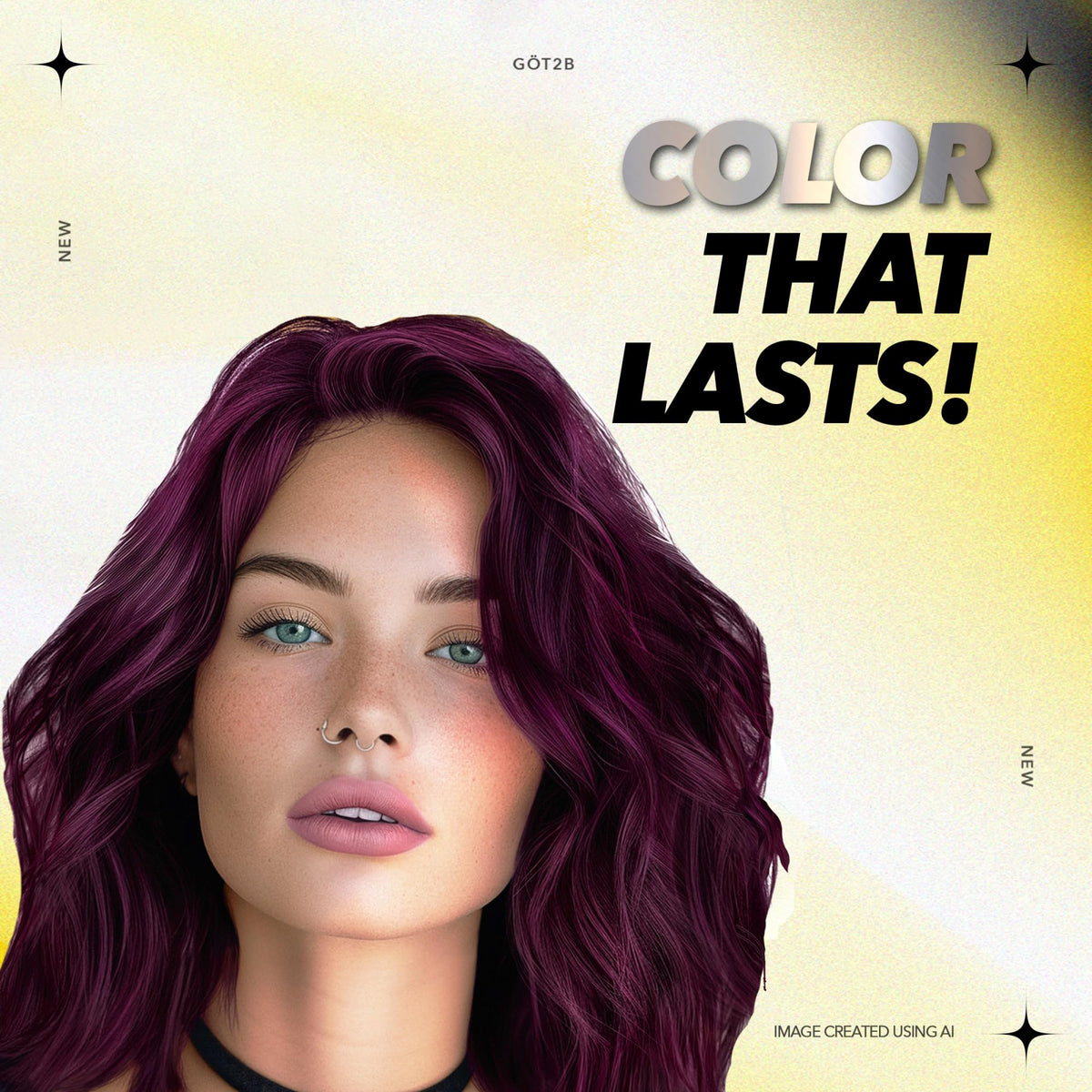 Before and after hair using Got2B Metallics