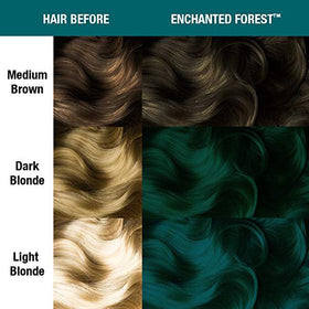 Before and after hair with MANIC PANIC Enchanted Forest