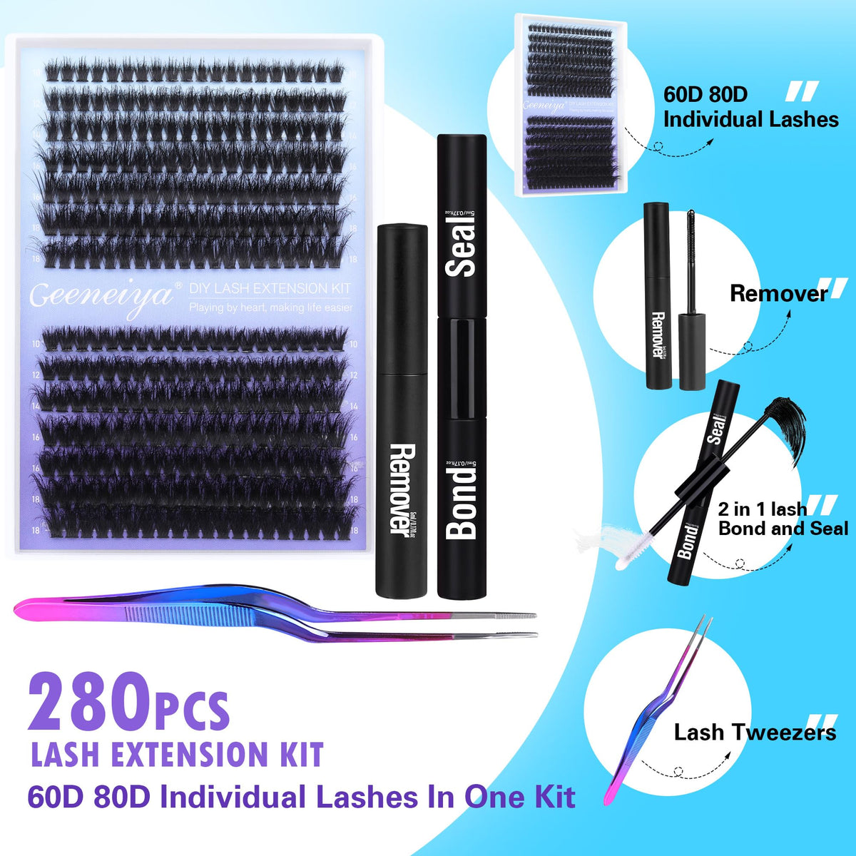 Before and after lash extension application