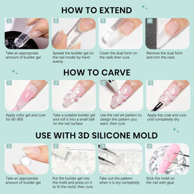 Before and after nail art using SUPWEE Builder Gel