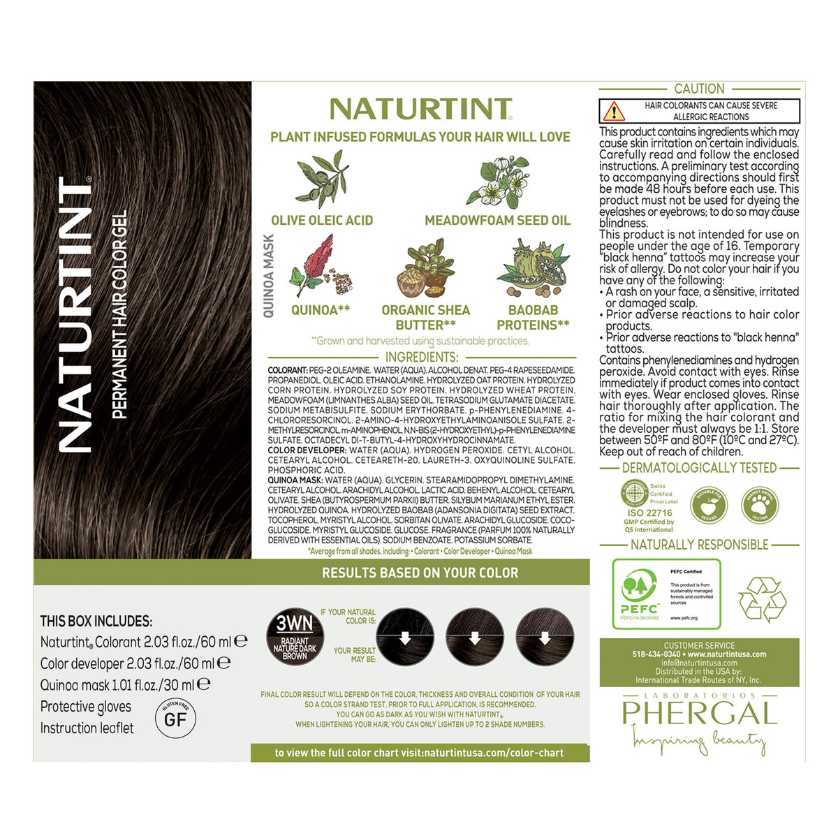 Before and after results of Naturtint 3WN Dark Brown hair colour