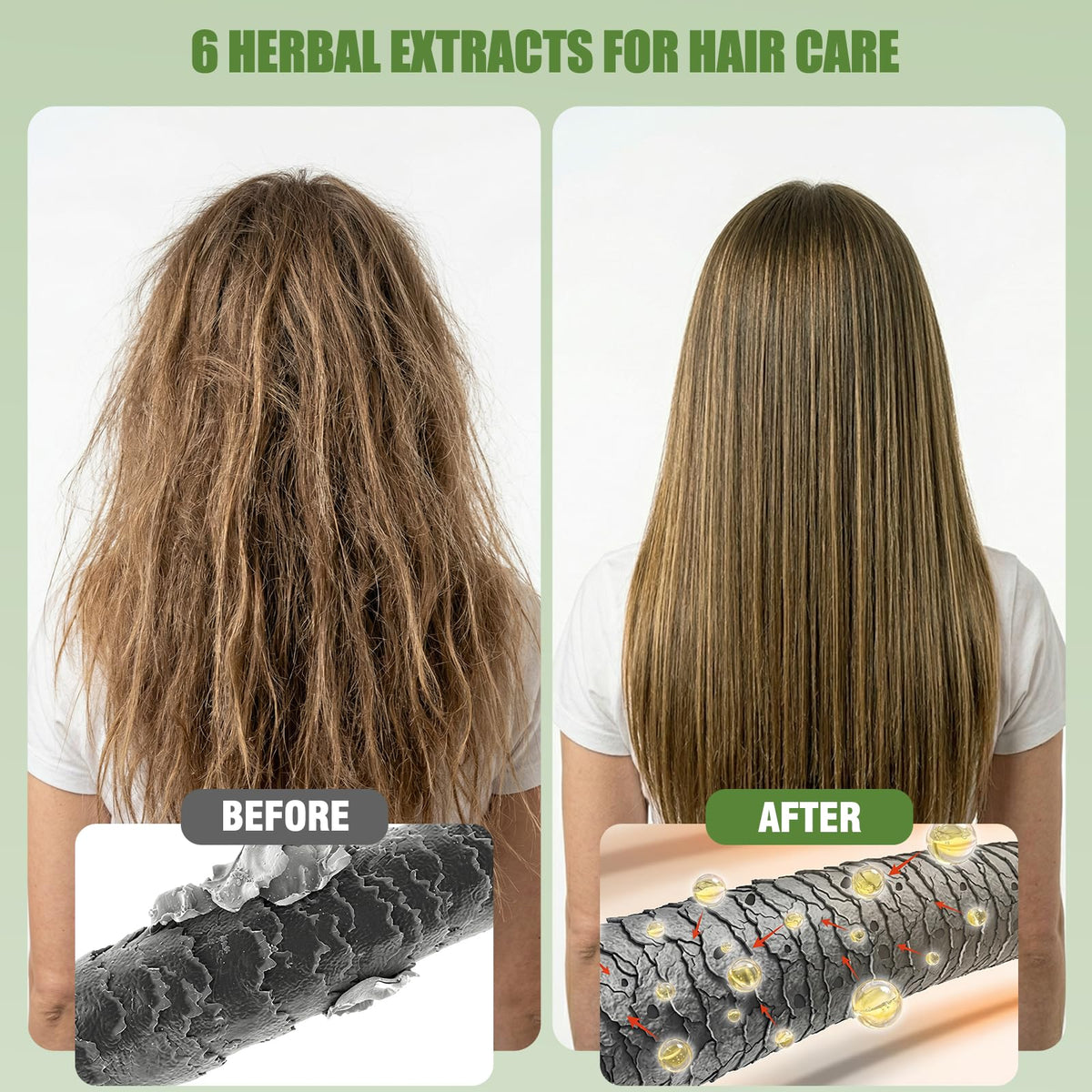 Before and after results of using Lunory light brown hair dye shampoo