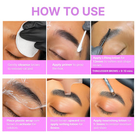 Before and after results using CLIONE Brow Lamination Kit
