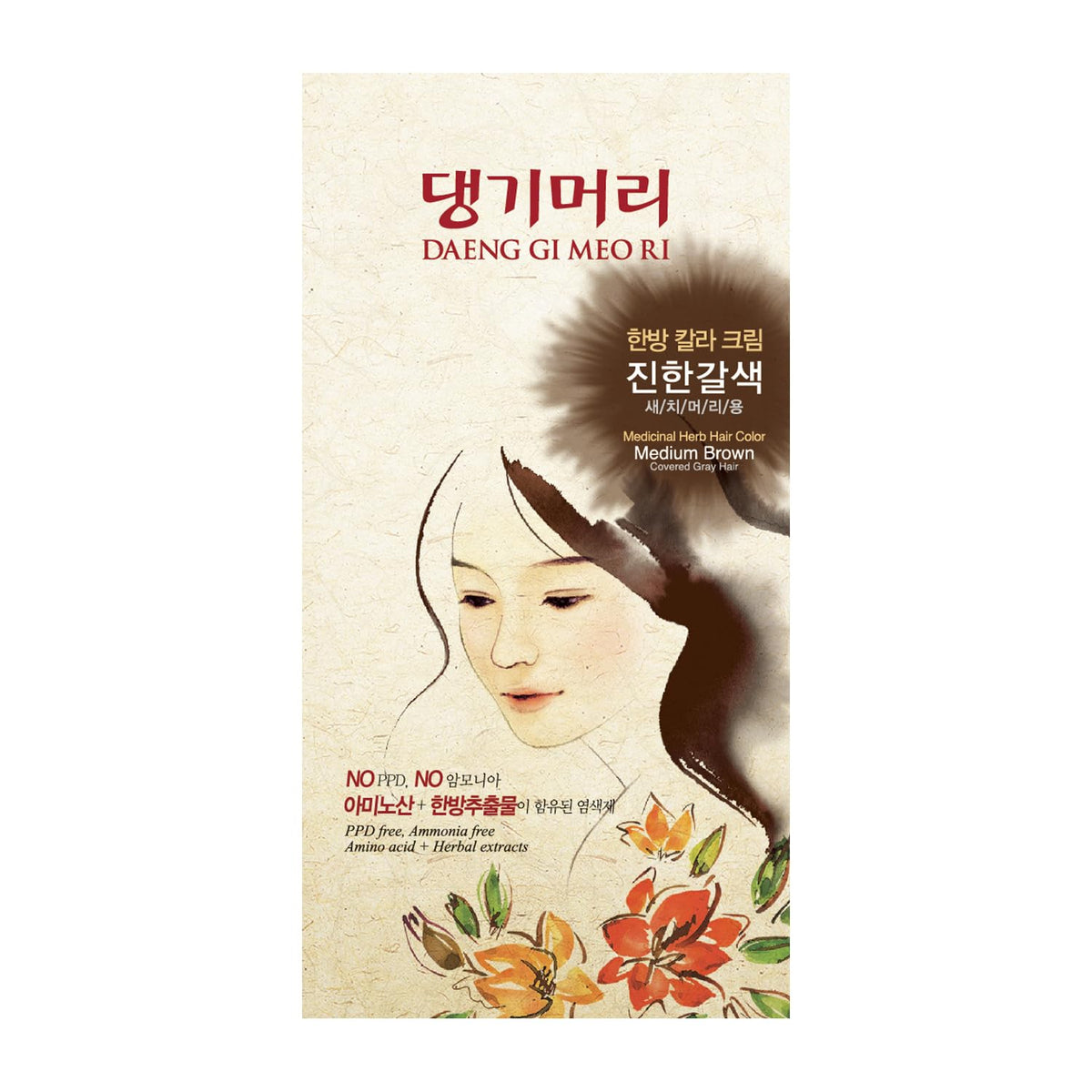 Before and after results using Daeng Gi Meo Ri hair dye cream