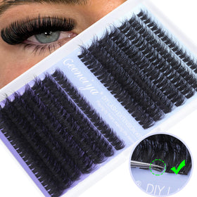 Before and after results using Geeneiya Lash Extension Kit