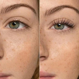 Before and after results using LIVIA Korean Lash Lift Kit