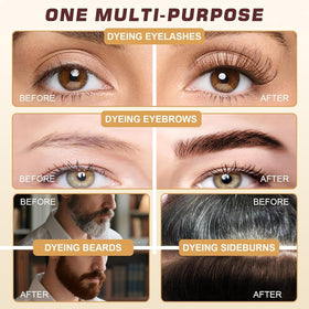 Before and after results using WEILNELL Eyelash & Eyebrow Color Kit