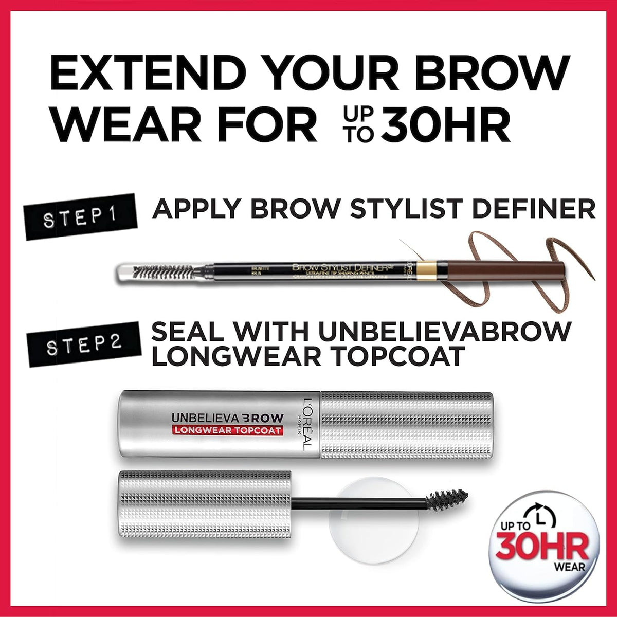 Before and after using L'Oreal Paris Brow Stylist Definer on brows