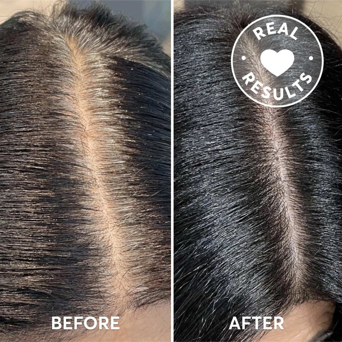 Before and after using Madison Reed Root Touch Up Kit
