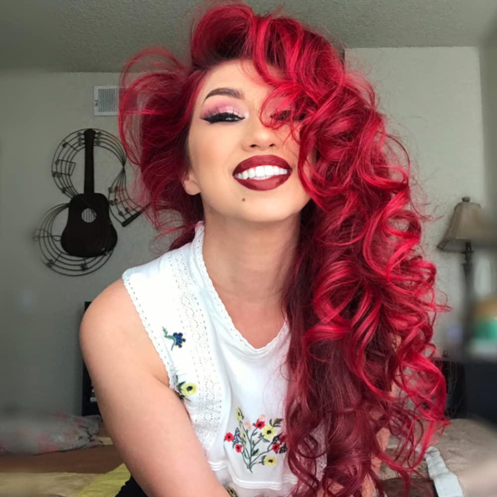 Before and after using MANIC PANIC Vampire Red hair dye
