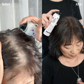 Before and after using STYLE EDIT Root Touch Up Spray Light Brown