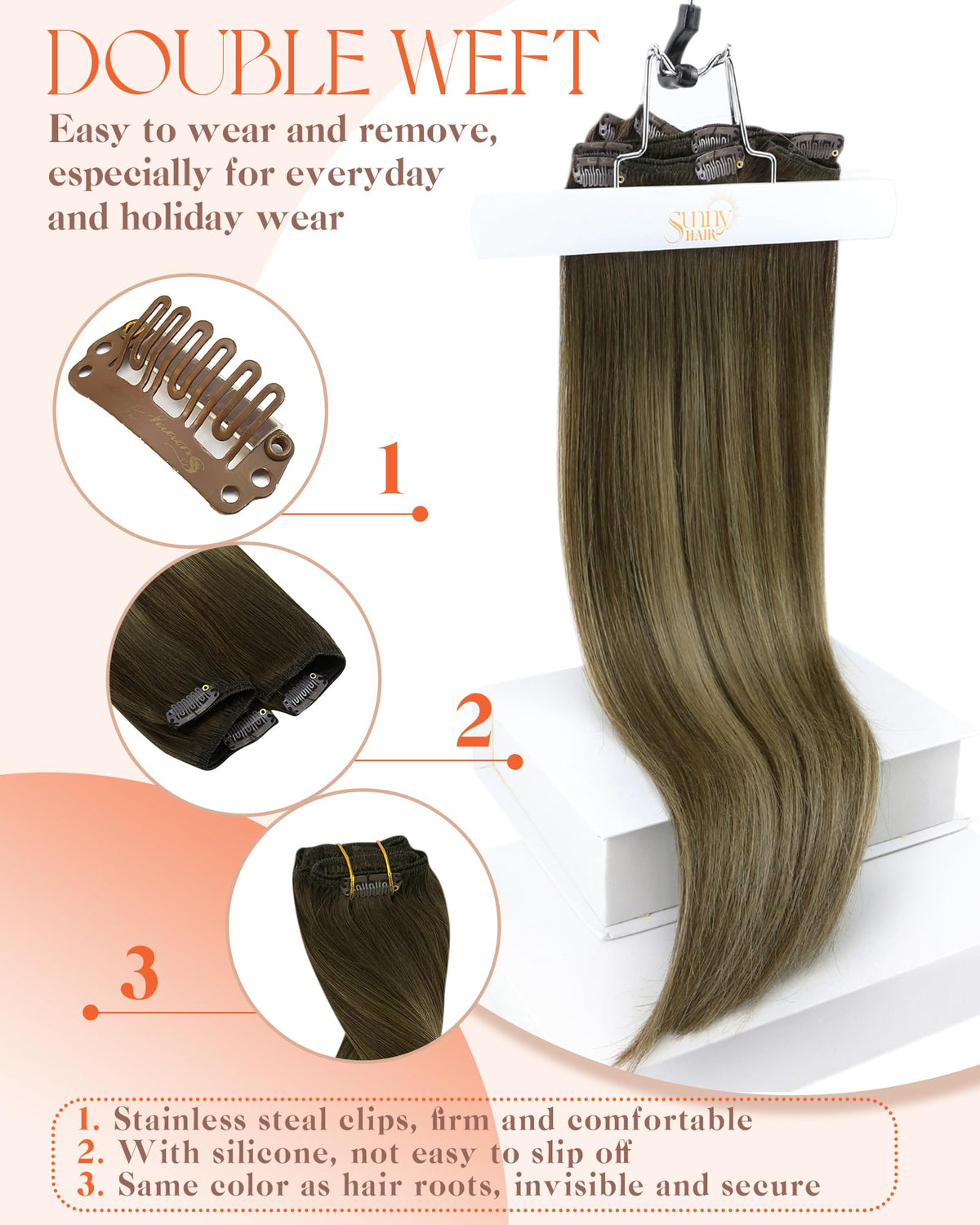 Before and after using Sunny Hair Clip-in extensions